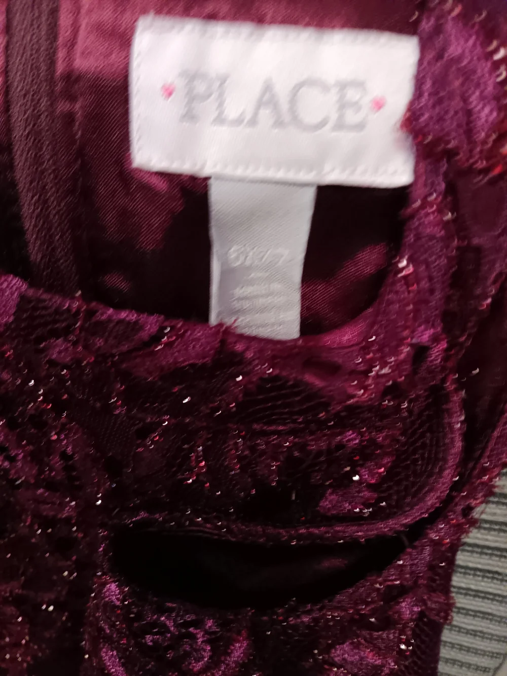 The Children's Place Burgundy Sequin Lace Halter Dress